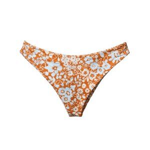Everlane ReNew High Cut Bikini Bottom XS Brown Blue Floral NWT